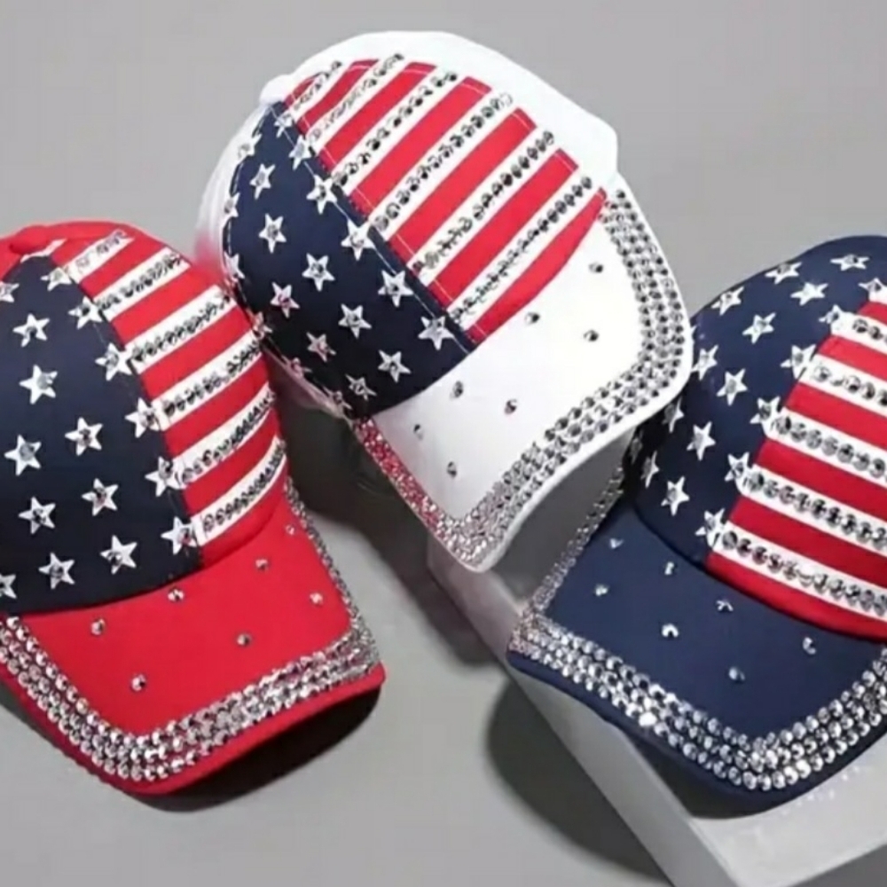 USA Flag Baseball Cap Rhinestone